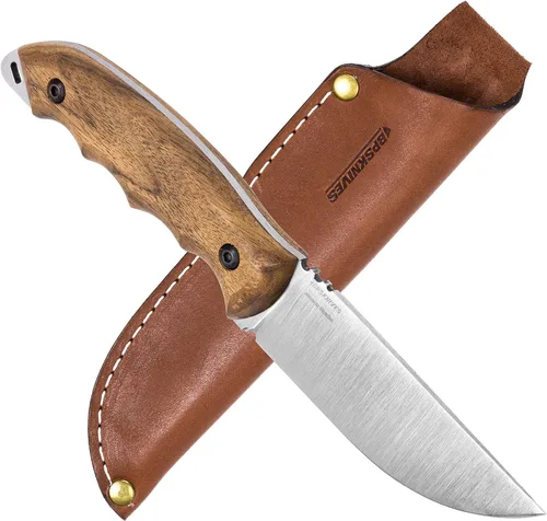 BPSKNIVES HK4 SSH - Cuchillo de acero inoxidable de hoja fija - Cuchillos de espiga completa con funda de cuero - Cuchillos de campamento tácticos