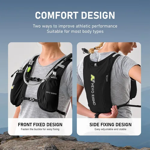 Miniatura 4 de N NEVO RHINO Chaleco para correr, chaleco de hidratación de 5 litros con vejiga de agua de 1.5 L, mochila de hidratación ligera para senderismo