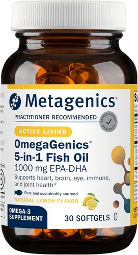 Metagenics OmegaGenics Omega-3 Aceite de pescado 1000 mg EPA DHA - Suplemento Omega 3 de alta potencia para la salud del corazón, cerebro y
