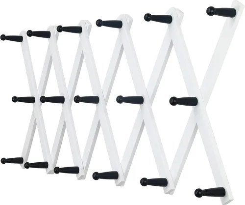 Miniatura 34 de Dseap Acordeón de pared: Perchero de pared expandible de madera de 16" de alto, soporte para sombreros, gancho de acordeón para gorras de béisbol