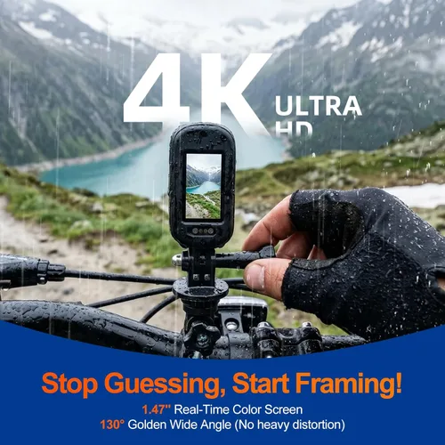 Miniatura 2 de Mini cámara corporal 4K con pantalla de 1.47 pulgadas y WiFi, video vertical/horizontal, cámara de acción magnética de pulgar de 3 horas, cámara POV