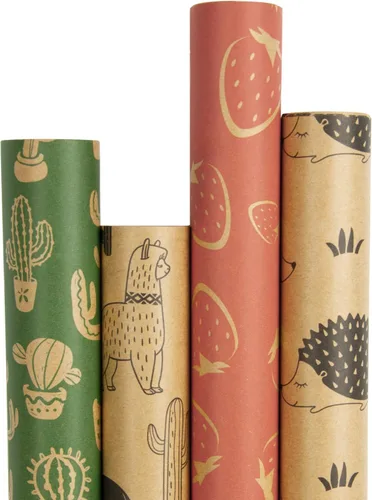 Miniatura 9 de RUSPEPA Rollos de papel kraft para envolver regalos - Diseño de arcoíris de cumpleaños colorido, total de 4 rollos (30 pulgadas x 10 pies, 4 rollos)