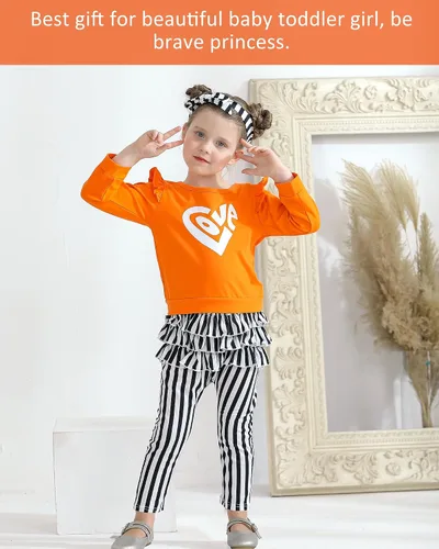 Miniatura 2 de NZRVAWS Ropa para bebé niña pequeña, conjunto de pantalones de mezclilla rasgados con volantes florales de leopardo para niña 0-4T