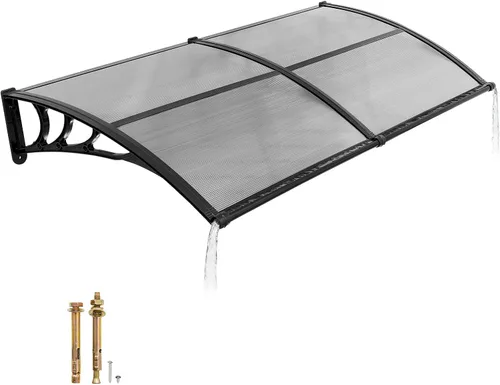 Miniatura 8 de VEVOR Toldo para puerta de entrada, toldo de puerta de ventana de 24 x 24 pulgadas con drenaje y soporte de ABS, cubierta de policarbonato