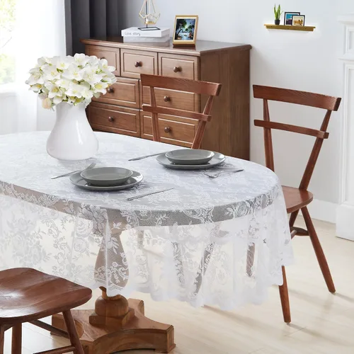 Miniatura 9 de ASATEX Mantel de encaje redondo negro de 36 pulgadas. El patrón floral clásico y elegante es la elección ideal para cualquier comedor de lujo