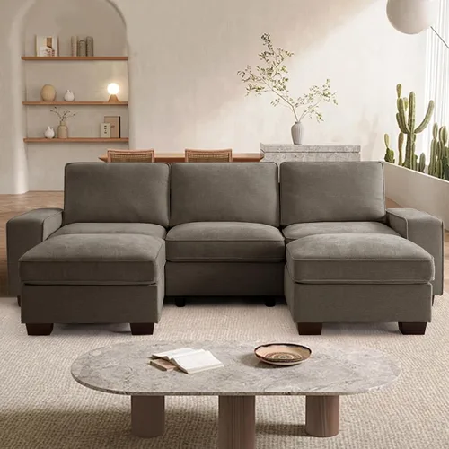 Miniatura 30 de TEKAMON Sofá Modular de 100" con Almacenamiento en los Asientos, Cómodo Sofá de Tela Chenilla de 3 Plazas para Sala de Estar, Oficina, Apartamento