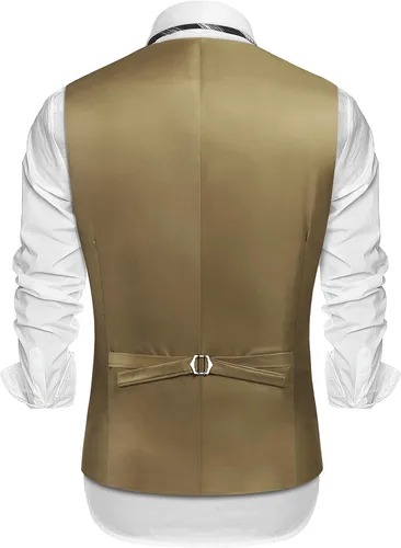 Miniatura 3 de COOFANDY Chaleco de cuero de ante para hombre, estilo en capas, chaleco de vestir