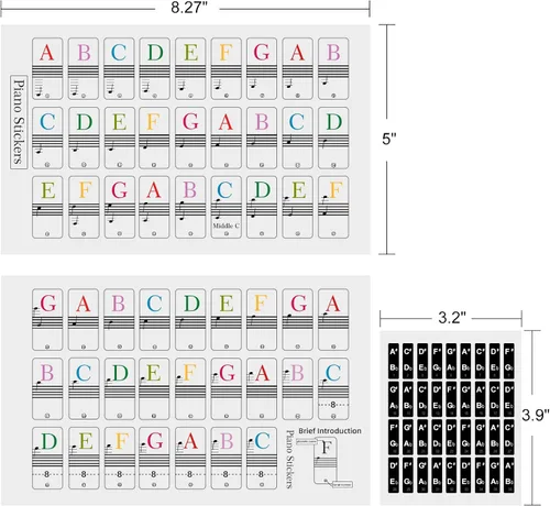 Miniatura 4 de Adhesivos para Teclado de Piano Claves de Piano: Etiquetas de Notas de Teclado de Piano Extraíbles - Adhesivos de Notas de Teclado de Piano