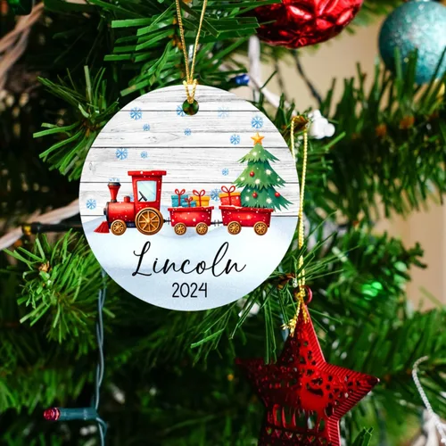 Miniatura 4 de Adorno de tren de Navidad, adorno de tren personalizado para decoración de árbol de Navidad, adorno personalizado de tren de amor para niños
