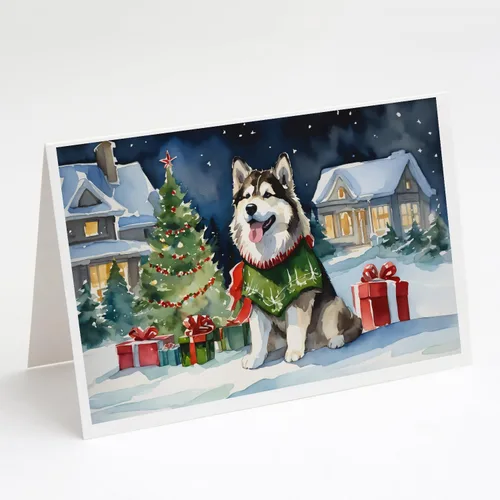 Miniatura 52 de Caroline's Treasures DAC2753GCA7P Paquete de 8 tarjetas de felicitación navideña acogedora de Husky siberiano Tarjetas en blanco con sobres