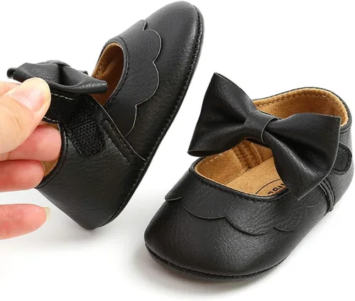 Miniatura 4 de LAFEGEN Zapatos planos Mary Jane para bebés y niñas con Bownot, suela suave, suela suave, piel sintética, recién nacidos, para primeros pasos