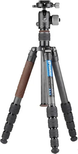 Miniatura 14 de Leofoto LX-224CT+XB-32Q Trípode de viaje, serie urbana, fibra de carbono, secciones de 4 patas, portátil y ligero, pierna reversible y columna