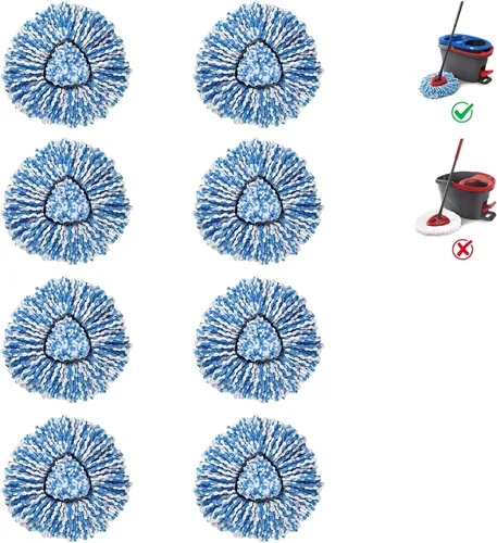 Miniatura 7 de BonusLife 2 paquetes de cabezales de repuesto para mopa de O-Ceda RinseClean Spin Mop, sistema de 2 tanques, fácil limpieza, microfibra