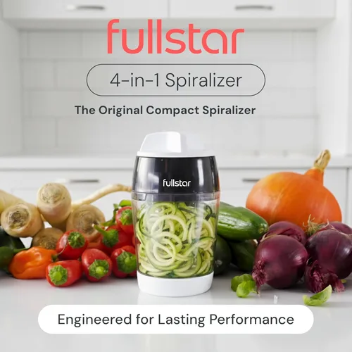 Miniatura 2 de Fullstar - Espiralizador y cortador de verduras con cuchillas de acero inoxidable afiladas, espiralizador para fideos de verduras, espiralizador