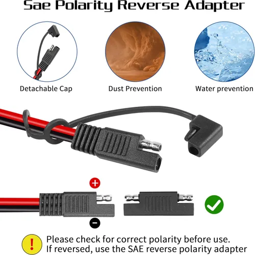 Miniatura 3 de Enchufe de encendedor de cigarrillos SAE a 10 pies/3M con cable de interruptor, enchufe macho a SAE 14 AWG 12 V, adaptador de liberación rápida