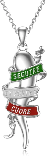 Miniatura 7 de Collar de cuerno italiano de plata de ley 925 con dije de cuerno italiano, amuleto de protección de buena suerte, joyería para mujeres y hombres