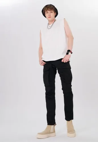 Miniatura 5 de Plaid&Plain Pantalones cargo ajustados con rodillas articuladas para hombre