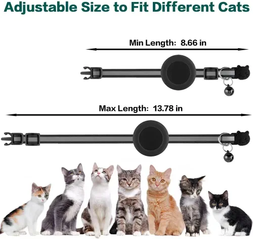 Miniatura 7 de Collar de Gato Airtag Separable, Collar Reflectante para Gatito con Soporte para Apple Air Tag y Campana para Gatos Niña y Niño, 0.4 Pulgadas