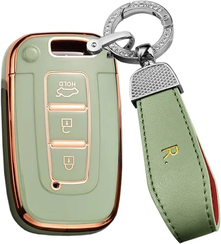 Miniatura 17 de ontto Funda para llave de coche con llavero compatible con Hyundai llavero duradero para Elantra GT Genesis Genesis Coupe Sonata Veloster Beige