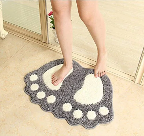 Miniatura 2 de MIFXIN Tapete de baño antideslizante con pies grandes, absorbente, para baño, inodoro, ducha, cocina, decoración del hogar (gris, 19 x 26 pulgadas)