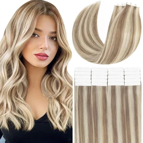 Miniatura 45 de Anrosa Extensiones de cabello humano real de 20 pulgadas, extensiones de cabello humano lacio de doble cara, color negro azabache, 1.76 oz, 20