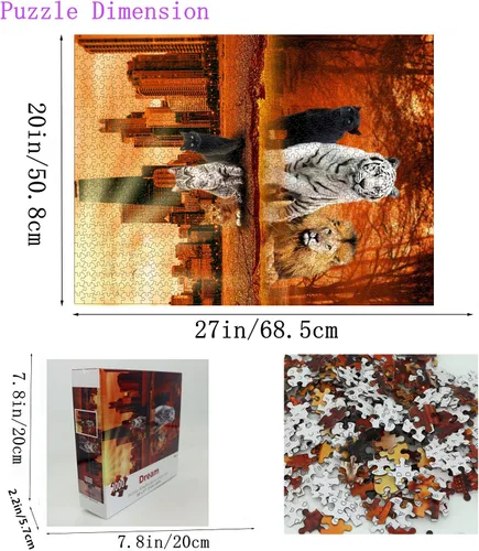 Miniatura 2 de Rompecabezas de 1000 piezas para adultos, rompecabezas de gato y tigre de animales para adultos, juguetes de 27 x 20 pulgadas, juguetes