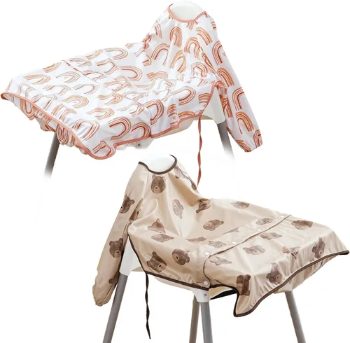 Paquete de 2 baberos de bebé de manga larga, overol para comer, impermeable, se fija a la silla alta y la mesa, edades de 1 a 3 años