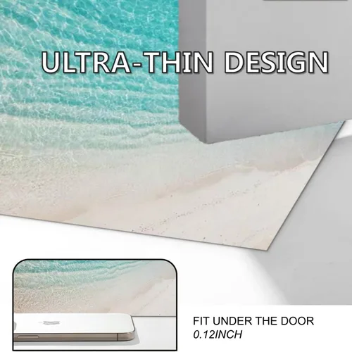 Miniatura 3 de Tapete de baño ultrafino, color verde azulado, tapetes de baño de 1/10 pulgadas de grosor para debajo de la puerta, parte trasera de goma