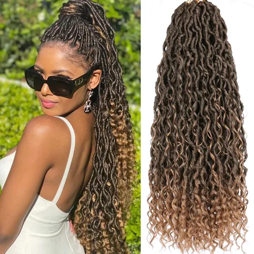 Miniatura 7 de Extensiones de cabello sintético de ganchillo de 24 pulgadas con extremos rizados, extensiones de cabello sintético con extremos rizados, trenzas