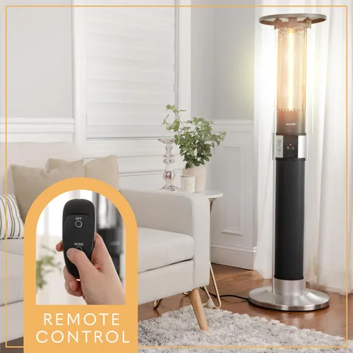 Miniatura 4 de SereneLife Calentador infrarrojo para patio, eléctrico de 1500 W con control remoto, aprobado IP24, marco de aleación de aluminio anodizado