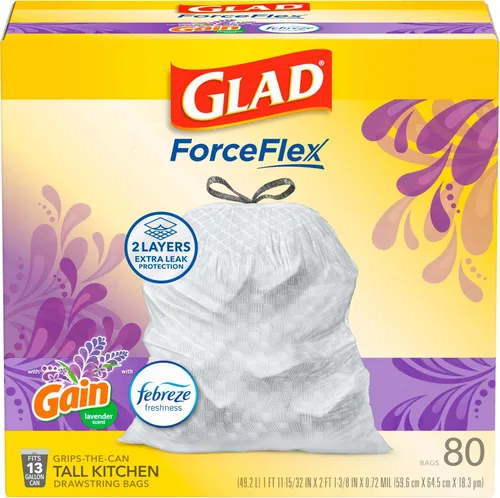 Miniatura 9 de Bolsas de basura Glad ForceFlex para cocina altas, 13 galones, aroma a lavanda, 80 unidades (paquete puede variar) (paquete de 3)