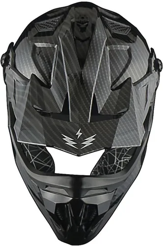 Miniatura 4 de 1Storm - Casco de motocross para adulto ATV Dirt Bike BMX MX de estilo de pista en montaña JH601; de fibra de carbono negro
