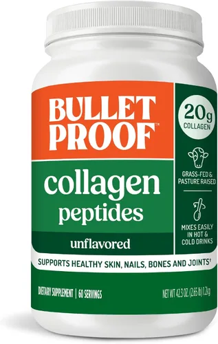 Miniatura 17 de Polvo de proteína de colágeno con chocolate y aceite MCT de Bulletproof, 19g de proteína, 42.3 onzas, tamaño de valor, con péptidos de colágeno