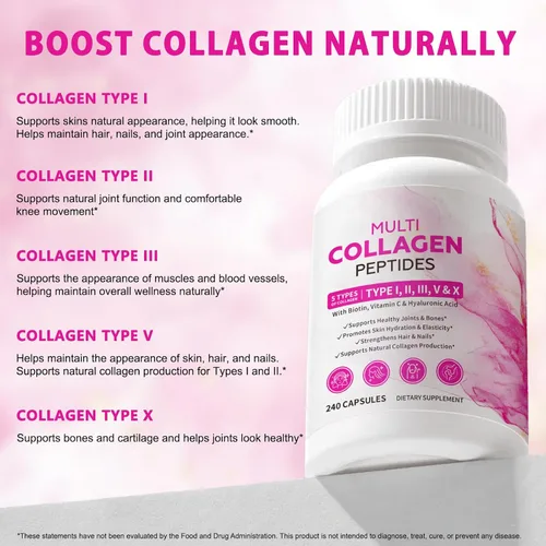 Miniatura 5 de Cápsulas de colágeno con péptidos de colágeno hidrolizados multitipo, biotina, vitamina C y ácido hialurónico - Apoya la suavidad de la piel