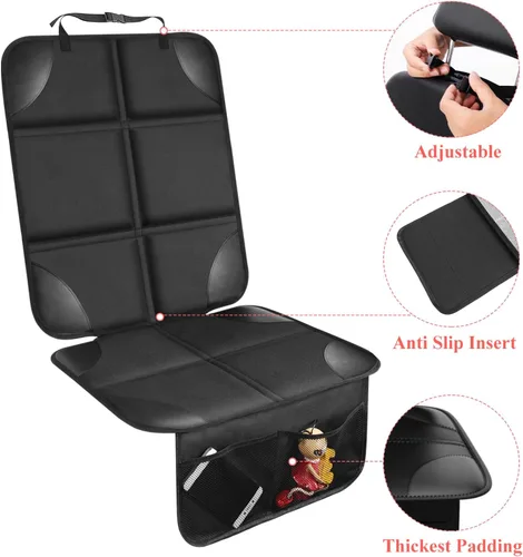 Miniatura 5 de Protector de Asiento de Coche, Protector de Asiento con Acolchado Grueso Debajo del Asiento de Coche del Bebé, Funda de Asiento de Tela Negro