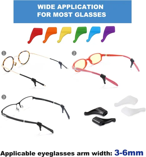 Miniatura 6 de SAIGO Ganchos antideslizantes para las orejas, retenedores de lentes de silicona para lentes de sol, 10 pares Negro