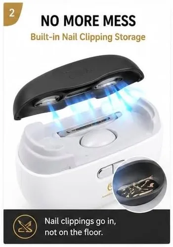 Miniatura 2 de Cortaúñas eléctrico, recortador de uñas automático y pulidor para uñas, herramienta eléctrica recargable con almacenamiento de recortes para adultos