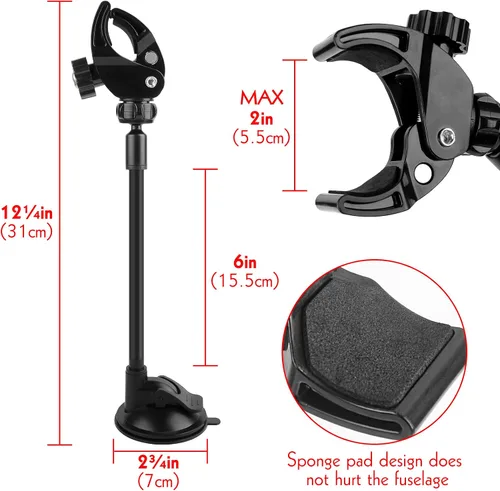 Miniatura 2 de LUEXBOX Soporte ajustable para secador de pelo, soporte para secadora de pelo con rotación de 360 grados con brazo posicionable y ventosa, soporte