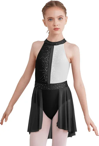 Miniatura 19 de CHICTRY Kids Girls Sparkly Rhinestone Ballet Gymnastics Leotards Modern Lyrical Dance Costume