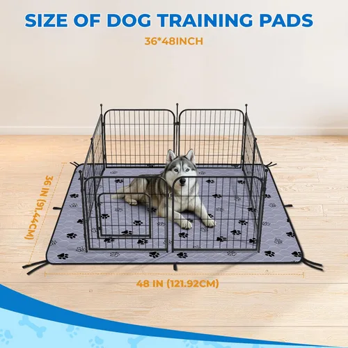 Miniatura 2 de Fostanfly Almohadillas lavables para orina para perros, paquete de 2 almohadillas reutilizables superiores de 36 x 48 pulgadas, impermeables, Gris