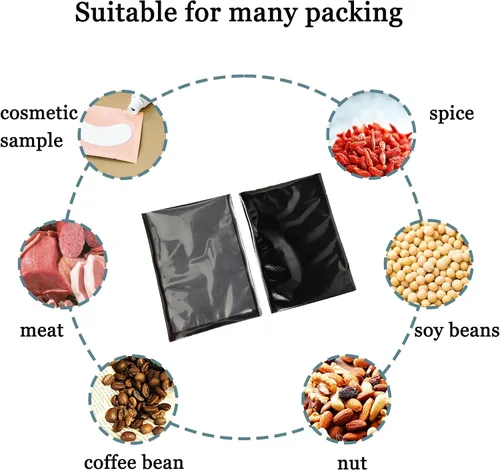 Miniatura 9 de PABCK 50 bolsas selladoras al vacío negras para almacenamiento de alimentos, 5.91 x 8.66 pulgadas, plástico transparente texturizado para envases