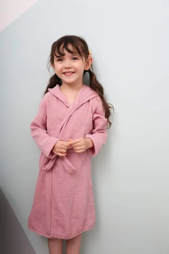 Miniatura 4 de Bata de baño de algodón orgánico, suave y transpirable, bata de bebé para niños, bata de muselina con capucha para niños y niñas