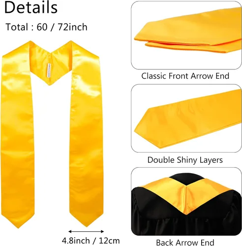 Miniatura 3 de GraduationMall Unisex Adult Plain Graduation Stole 60"72