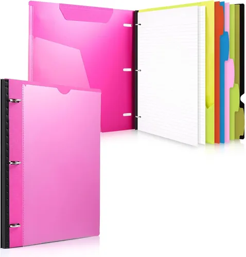 WOT I Paquete de 1 Carpeta de Anillas Telescópica de 3 Anillas - Cubierta Personalizable, 5 Divisores y Carpeta de Bolsillo en un Organizador Rosa