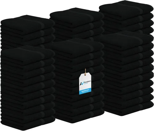 Avalon Towels Toallitas de Algodón – (Paquete de 60) Tamaño 12x12 Pulgadas, 100% Algodón Hilado en Anillo, Toallitas Faciales Suaves y Absorbentes,