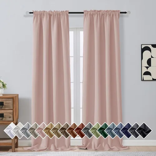 Miniatura 126 de OVZME Cortinas opacas turquesa para tratamiento de ventanas pequeñas, cortinas cortas con bloqueo de luz para ventana de cocina sobre el fregadero