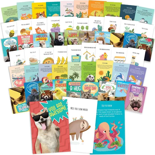 Miniatura 7 de T MARIE 40 postales divertidas de animales – Paquete de postales a granel Thinking of You para niños, estudiantes, amigos, profesores y más – Di