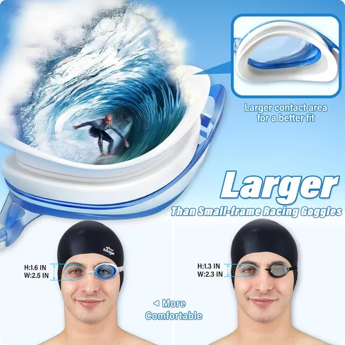Miniatura 5 de Seago Paquete de 2 gafas de natación antivaho anti-UV de silicona para adultos, mujeres y hombres