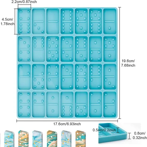 Miniatura 2 de Diueoly Moldes de resina de dominó, moldes de dominó para fundición de resina, moldes de dominó profesionales para resina epoxi, juego de moldes