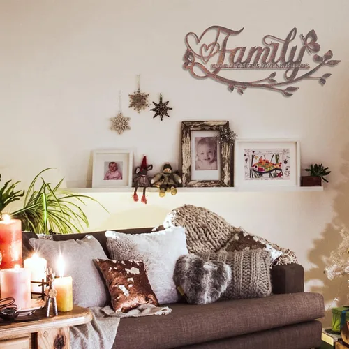Miniatura 7 de AUHOKY Letrero de Palabras de Metal para Pared "Family Where Life Begins Love Never Ends", Decoración de Pared Negra para el Hogar, Decoraciones